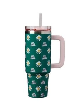 Aldi Gear Green Daisy 40oz Tumbler Cup With Handle & Straw | 50th Anniversary